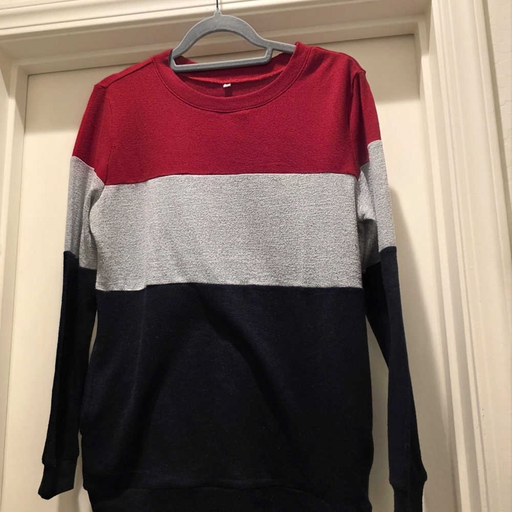 Red Grey Navy Sweater Top